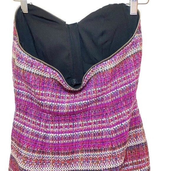Revolve NBD Pink Preppy old money Barbiecore Tweed Zip Strapless Mini Dress XS - Picture 10 of 14